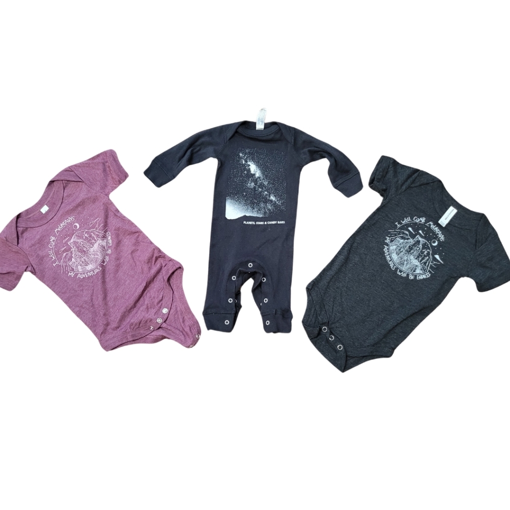 3/$30 baby onesie bundle, Mountains & Stars, mixed sizes